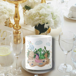 Färgfärgade dinosaurier i baby kaffemugg