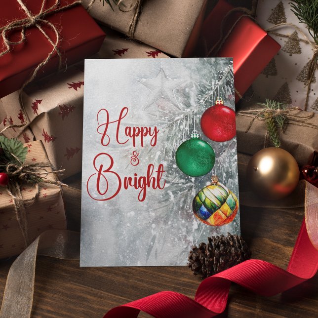 Färgfärgade ornament av snyggt Julgran Helg Vykort (Skapare uppladdad)