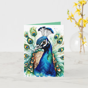 Färgfärgat fiskekort för peacock-hälsning kort