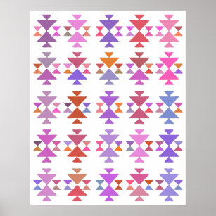 Färgfärgat Geometriskt Mönster vid Lila Poster