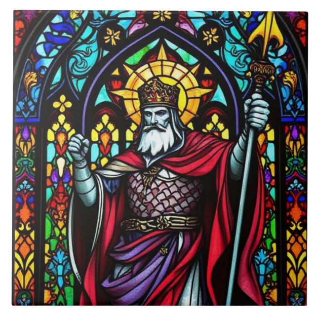 Färgfärgat glasaktigt medelvärde Kung Kakelplatta (Framsidan)