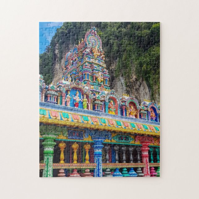 Färgfärgat Hindu Temple Malaysia Travel Foto Pussel (Vertikal)