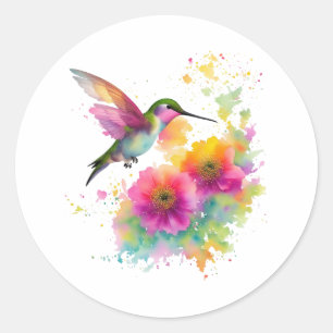 Färgfärgning av en hummingbird runt klistermärke