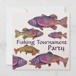 FÄRGFÄRGSTRÅLKSTYRNING FISKÖP PARTY INBJUDNINGAR