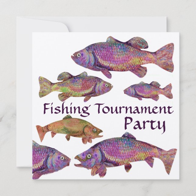 FÄRGFÄRGSTRÅLKSTYRNING FISKÖP PARTY INBJUDNINGAR (Framsida)