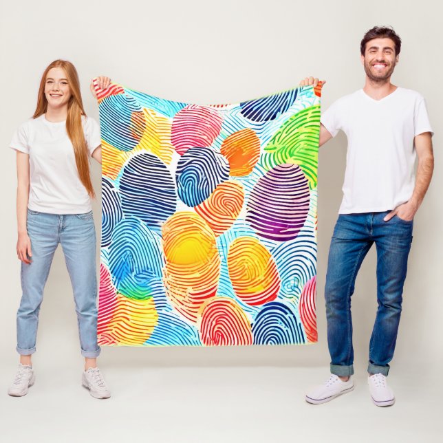 Färgfingeravtryck Mönster Fleecefilt (På plats)