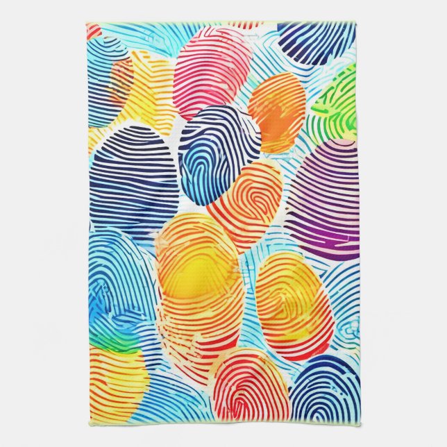 Färgfingeravtryck Mönster Kökshandduk (Vertikal)