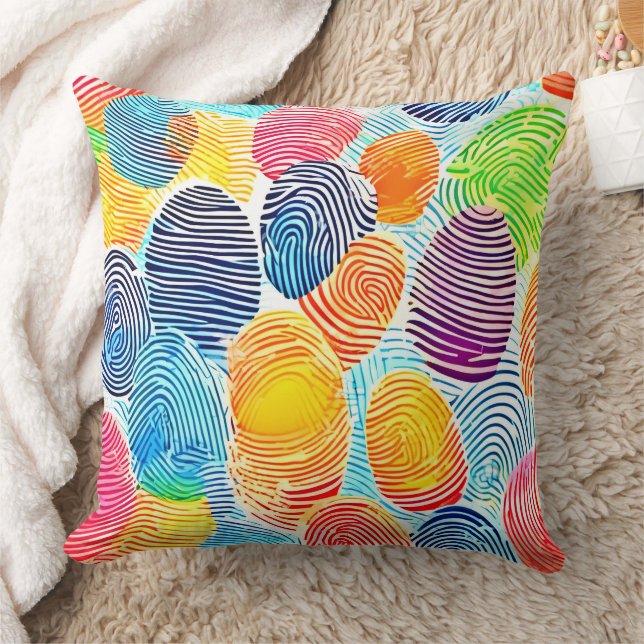 Färgfingeravtryck Mönster Kudde (Filt)