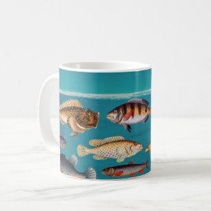 Färgfisk under Vatten vid blått hav Kaffemugg