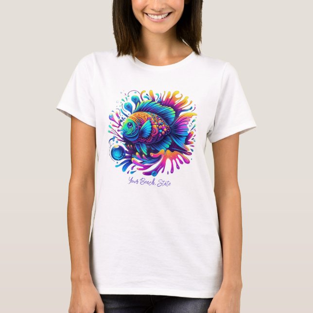 Färgfiskad fisk t shirt (Framsida)