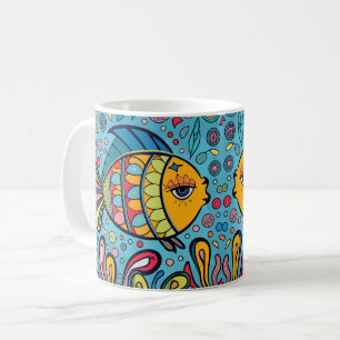 Färgfiskar i revet kaffemugg