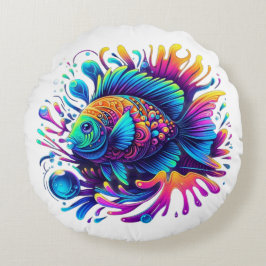 Färgfiskar Rund Kudde