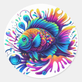 Färgfiskar Runt Klistermärke