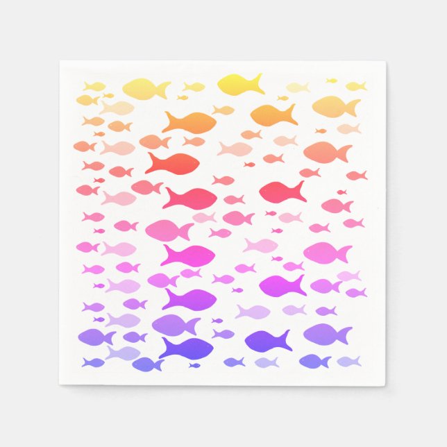 Färgfiskar Sea Summer Mood Napkins Pappersservett (Framsidan)