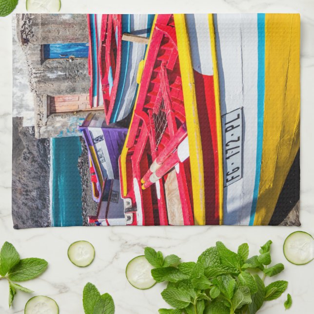 Färgfiskebåtar, Kap Verde Kökshandduk (Vikta)