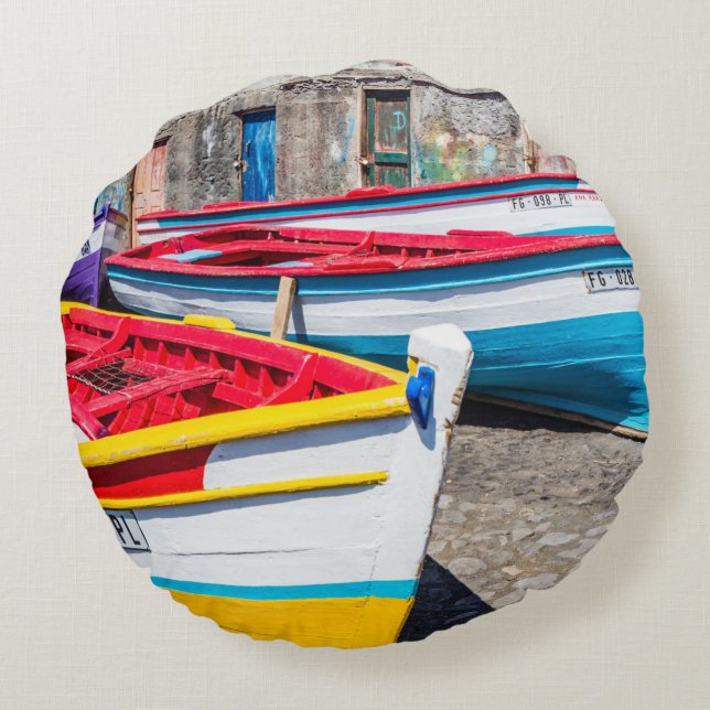 Färgfiskebåtar, Kap Verde Rund Kudde (Baksidan)