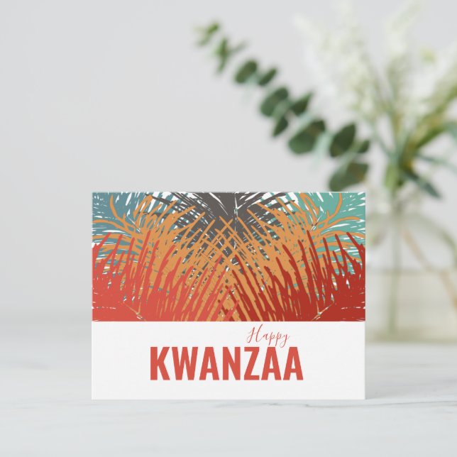 Färgfjädrar Black Helgdag Lycklig Kwanzaa Vykort (Stående Fram)