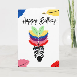 Färgfjädrar från grattis på födelsedagen zebra kort