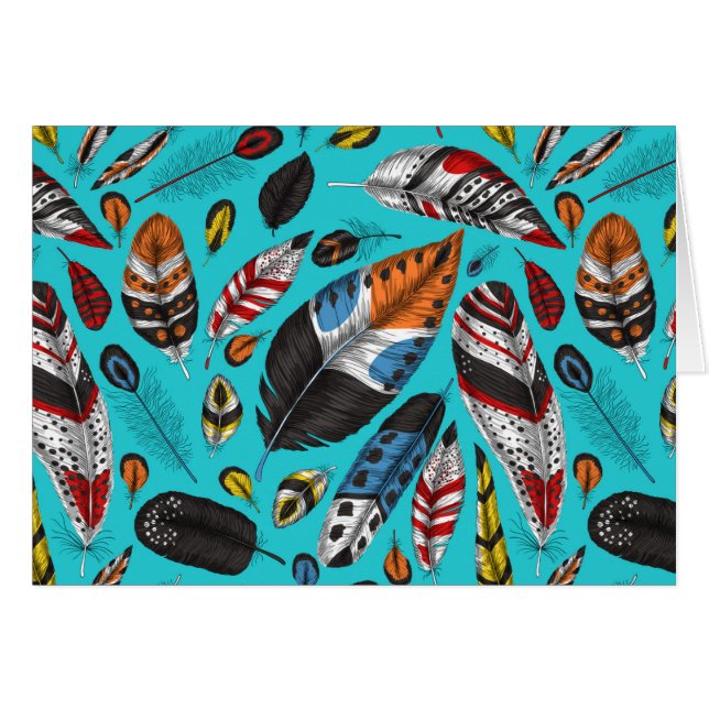 Färgfjädrar Hälsningskort (Framsidan Horizontal)