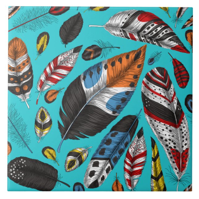 Färgfjädrar Kakelplatta (Framsidan)