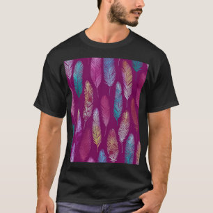 Färgfjädrar: lila bakgrund mönster. t shirt