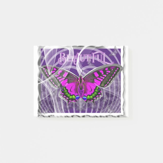 Färgfjäril med silver-format med snurrar post-it block (Framsida)