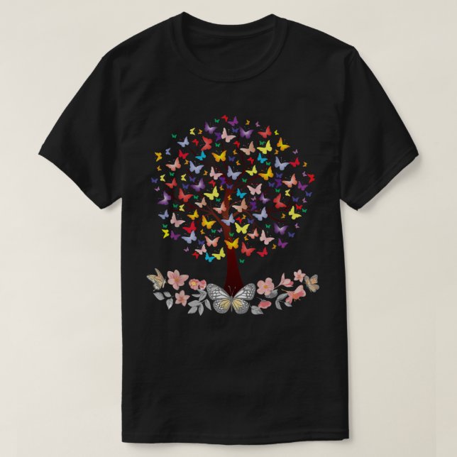 Färgfjäril Nature Älskare butterfly träd bea T Shirt (Design framsida)