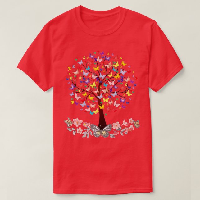 Färgfjäril Nature Älskare butterfly träd bea T Shirt (Design framsida)