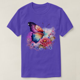 Färgfjäril och Blommigt Unisex T Shirt
