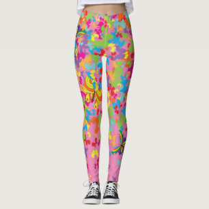 Färgfjärilar 01.bw Rosa BG Leggings