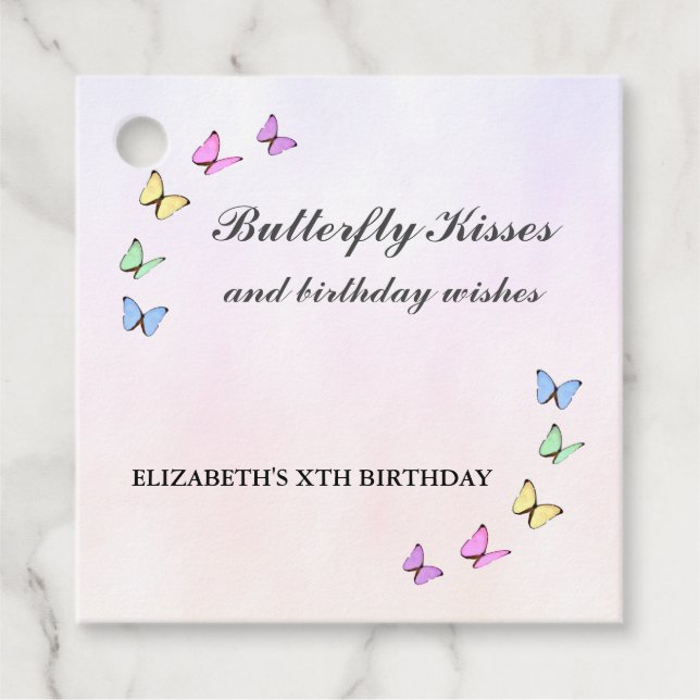 Färgfjärilar, födelsedag gåvor etiketter (Framsida)