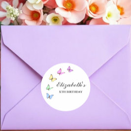 Färgfjärilar, födelsedag runt klistermärke