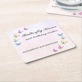 Färgfjärilar, födelsedag underlägg papper kvadrat