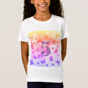 Färgfjärilar Hjärta 5:e födelsedag T Shirt