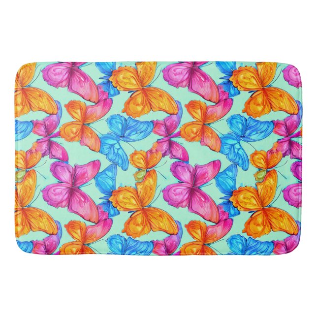 Färgfjärilar Mönster Badrumsmatta (Framsidan)