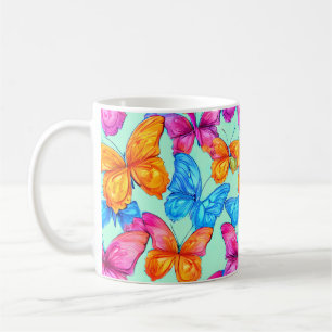 Färgfjärilar Mönster Kaffemugg