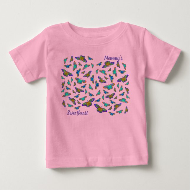 Färgfjärilar på baby rosa - baby T-Shirt (Framsida)