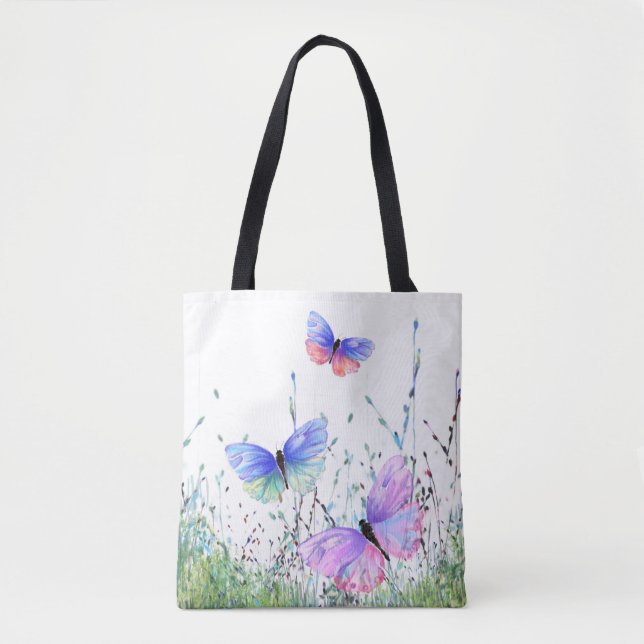 Färgfjärilar som flyger till Tote Bag Vår Joy Tygkasse (Framsida)