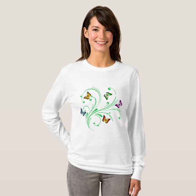 Färgfjärilar T-shirt (Hel framsida)