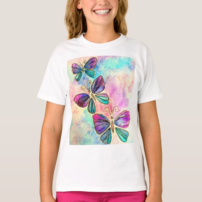 Färgfjärilar T-Shirt (Framsida)