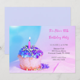 Färgfläckad blåkaka Färgfull 30års födelsedag Inbjudningar