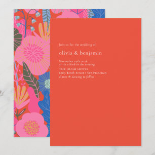 Färgfläckad Boho-Blommigt - minimalistisk modern B Inbjudningar