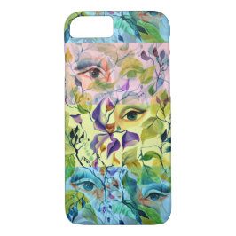 Färgfläckad Elegant Feminin Ögon Färgfull Löv