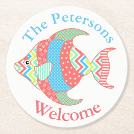 Färgfläckad fiskAnpassningsbar Papper Underlägg Rund