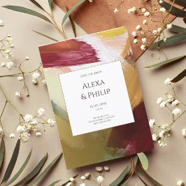 Färgfläckad Grönt, handmålad Abstrakt Art Inbjudningar