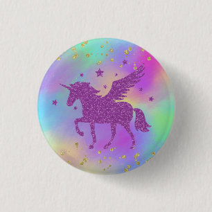 Färgfläckad Guld Specklad Magic Unicorn Knapp