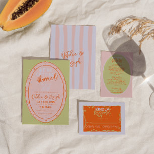 Färgfläckad Hand plockade målad vismisk Bröllop Inbjudningar