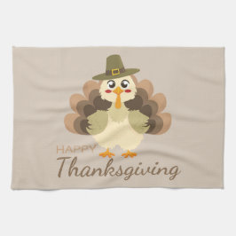 Färgfläckad Happy thanksgiving Cute Turkey Kökshandduk