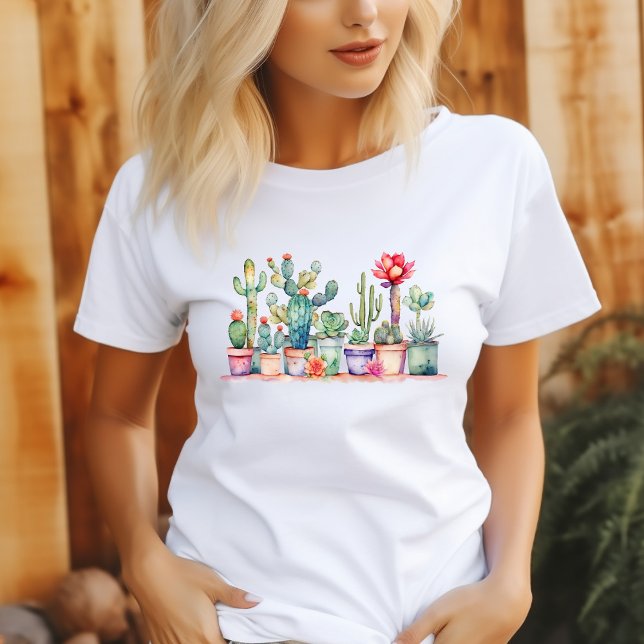 Färgfläckad kacti och suckulat t shirt (Skapare uppladdad)