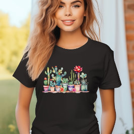 Färgfläckad kacti och suckulat t shirt